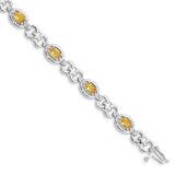 Sterling Silver Rhodium-plated Diamond & Citrine Bracelet - QX-0CC3A546-3423