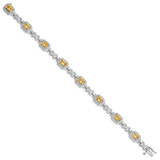 Sterling Silver Rhodium-plated Diamond & Citrine Bracelet - QX-1C4C967A-4053