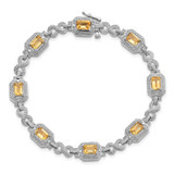 Sterling Silver Rhodium-plated Diamond & Citrine Bracelet - QX-1C4C967A-4053