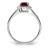 Sterling Silver Rhodium-plated Diamond & Garnet Ring - QR-F17BE7DE-9438