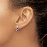 Sterling Silver Rhodium-plated Diamond and Amethyst Earrings - QE-194A7448-8962