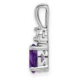 Sterling Silver Rhodium-plated Diamond and Amethyst Pendant - QP-718951F0-2532