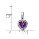 Sterling Silver Rhodium-plated Diamond and Amethyst Pendant - QP-7D16012D-8540