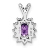 Sterling Silver Rhodium-plated Diamond and Amethyst Pendant - QP-D685FFEE-9118