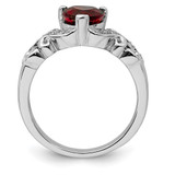 Sterling Silver Rhodium-plated Diamond and Garnet Ring - QR-5FA011E3-7781