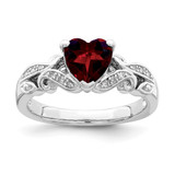 Sterling Silver Rhodium-plated Diamond and Garnet Ring - QR-92BDABEB-2797