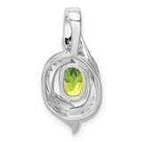 Sterling Silver Rhodium-plated Diamond and Peridot Oval Pendant - QP-D21AC593-4832