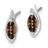 Sterling Silver Rhodium-plated Diamond and Smoky Quartz Earrings - QE-F9777DBD-9105