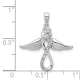 Sterling Silver Rhodium-plated Diamond Angel Pendant