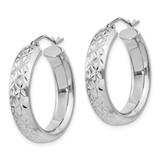Sterling Silver Rhodium-plated Diamond Cut 5mm Hoop Earrings