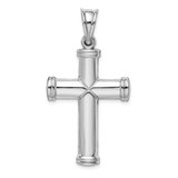 Sterling Silver Rhodium-plated Diamond -cut Reversible Cross Pendant - QC-C8168C97-4850