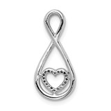 Sterling Silver Rhodium-Plated Diamond Heart in Teardrop Slide Pendant