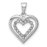 Sterling Silver Rhodium-Plated Diamond Heart Pendant - QD-FD791E98-1702