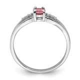 Sterling Silver Rhodium-plated Diamond Pink Tourmaline Ring
