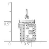 Sterling Silver Rhodium-plated Diamond-cut #13 Charm