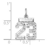 Sterling Silver Rhodium-plated Diamond-cut #23 Charm