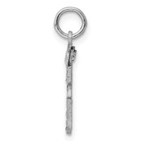 Sterling Silver Rhodium-plated Diamond-cut #65 Charm