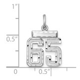 Sterling Silver Rhodium-plated Diamond-cut #65 Charm