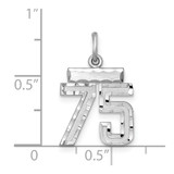 Sterling Silver Rhodium-plated Diamond-cut #75 Charm