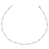Sterling Silver Rhodium-plated Diamond-cut Beaded Necklace