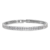 Sterling Silver Rhodium-plated Double Row CZ 7.25in Tennis Bracelet