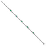 Sterling Silver Rhodium-plated Emerald and Diamond Bracelet - QX-35D6B86F-3658