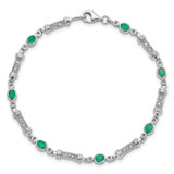 Sterling Silver Rhodium-plated Emerald and Diamond Bracelet - QX-477F3BAE-6901