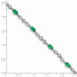Sterling Silver Rhodium-plated Emerald and Diamond Bracelet - QX-B1BA512E-3614
