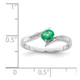 Sterling Silver Rhodium-plated Emerald and Diamond Ring - QR-4B5453D9-4249
