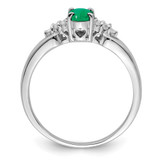 Sterling Silver Rhodium-plated Emerald and White Sapphire Ring - QR-3323EA85-1622