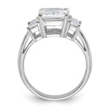 Sterling Silver Rhodium-plated Emerald-cut CZ 3-stone Ring - QR-5F14A52F-4285