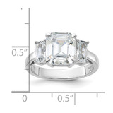 Sterling Silver Rhodium-plated Emerald-cut CZ 3-stone Ring - QR-7DD1DC7E-3710
