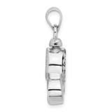 Sterling Silver Rhodium-plated Enamel Heart with Paw Prints Pendant