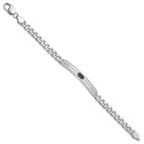 Sterling Silver Rhodium-plated Enameled Bar Men's 8in Bracelet - QG-8138D9A8-8221