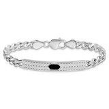 Sterling Silver Rhodium-plated Enameled Bar Men's 8in Bracelet - QG-8138D9A8-8221