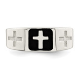 Sterling Silver Rhodium-plated Enameled Cross Ring - QR-3607F16F-9825