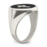 Sterling Silver Rhodium-plated Enameled Cross Ring - QR-B28A65D7-2632