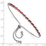 Sterling Silver Rhodium-plated Enameled Hearts Adjustable Bracelet