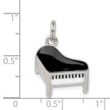 Sterling Silver Rhodium-plated Enameled Piano Charm