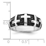 Sterling Silver Rhodium-plated Enameled Polished Multi-Cross Size 9 Men's Ring