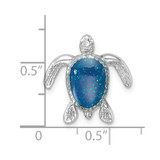 Sterling Silver Rhodium-plated Enameled Turtle Chain Slide