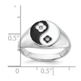 Sterling Silver Rhodium-plated Enameled Yin Yang CZ Ring - QR-6B004557-3632