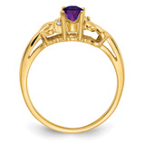 14k 6x4mm Oval Amethyst AA Diamond ring - Y4-860896E3-1251