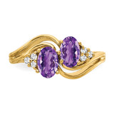 14k 6x4mm Oval Amethyst AA Diamond ring - Y4-E6FD36A4-6327