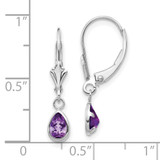 14k 6x4mm White Gold Amethys/February Earrings