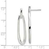 Sterling Silver Rhodium-plated Fancy Elongated Oval Post Dangle Earrings