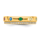 14k 7 Birthstone and Diamond Mother's Ring Semi-mount