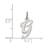 Sterling Silver Rhodium-plated Fancy Script Letter G Initial Charm - QC-9600704B-5901