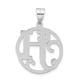 Sterling Silver Rhodium-plated Fancy Script Letter H Initial Pendant