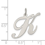 Sterling Silver Rhodium-plated Fancy Script Letter K Initial Charm - QC-2D902793-4297